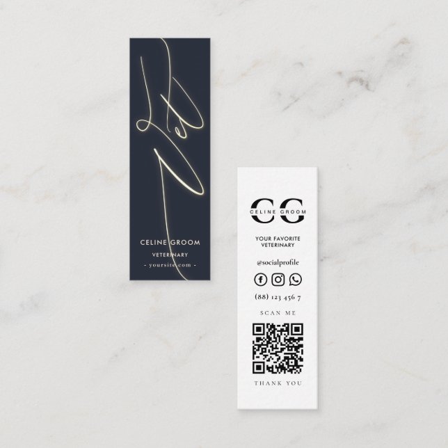 VET Pet Groom Care Hund Expertveterinär Qr Mini Visitkort (Fram/baksida)