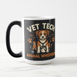 Vet Tech Animal Whisperer Cute Puppy Stethoscope Magisk Mugg