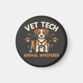 Vet Tech Animal Whisperer Cute Puppy Stethoscope Magnet