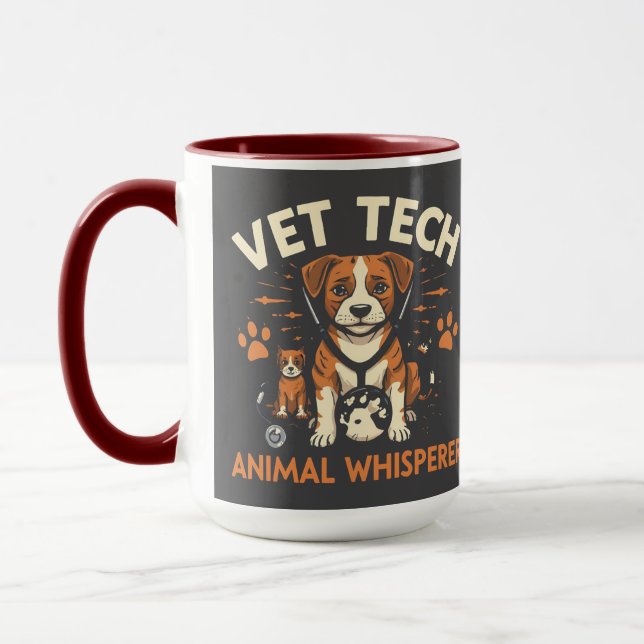 Vet Tech Animal Whisperer Cute Puppy Stethoscope Mugg (Vänster)