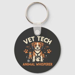 Vet Tech Animal Whisperer Cute Puppy Stethoscope Nyckelring