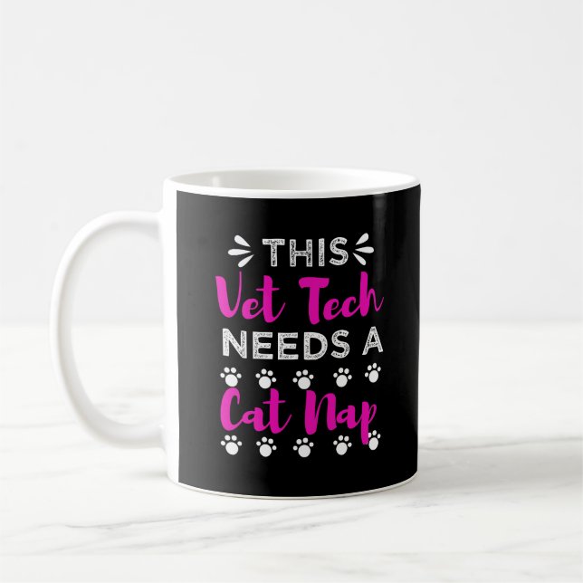 Vet Tech Cat Studenten Gift Veterinärtekniker Kaffemugg (Vänster)