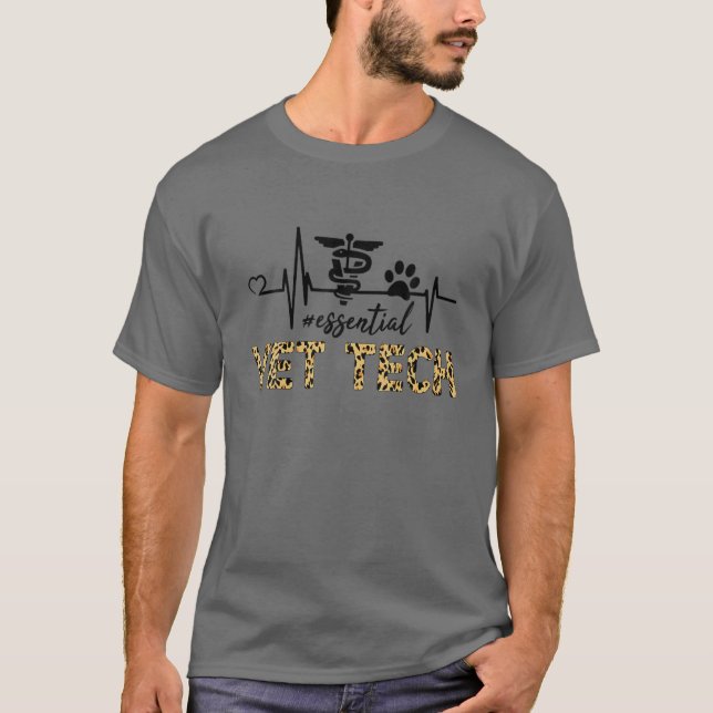 Vet Tech Essential - Vet Tech Heartslag Leopard T Shirt (Framsida)