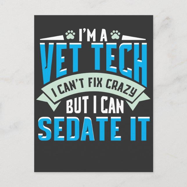 Vet Tech Gift Idea - Funny Veterinarian Say Vykort (Framsida)