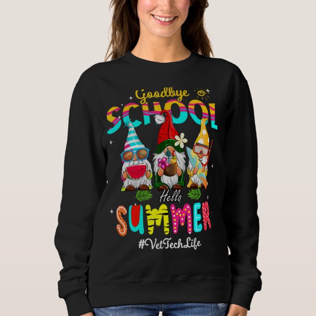 Vet Tech Gnome Adjö School Hej Summer T Shirt (Framsida)