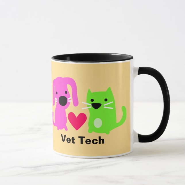 Vet Tech Hund & Cat & Heart Mugg (Höger)