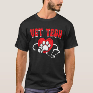 Vet Tech Kärlek Animals Kärlek och Care Paw Print  T Shirt