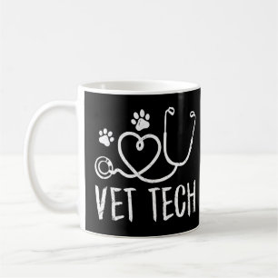 Vet Tech Kärlek Animals Paw Vintage Vettechlif Kaffemugg