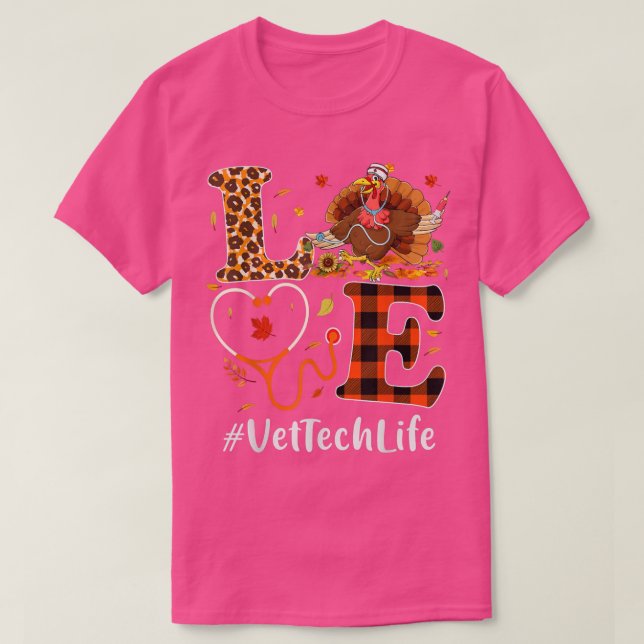 Vet Tech Kärlek Thanksgiving Leopard Stethoscope R T Shirt (Design framsida)