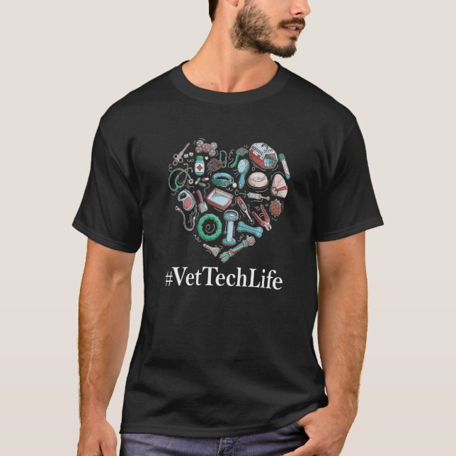 Vet Tech Life Veterinary Technician Student Heart T Shirt (Framsida)