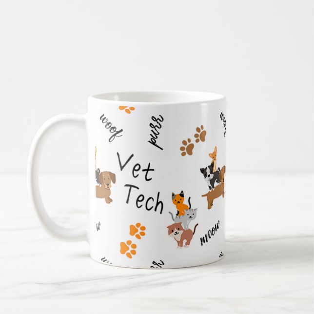 Vet Tech med katter och hundar kaffe kopp (Vänster)