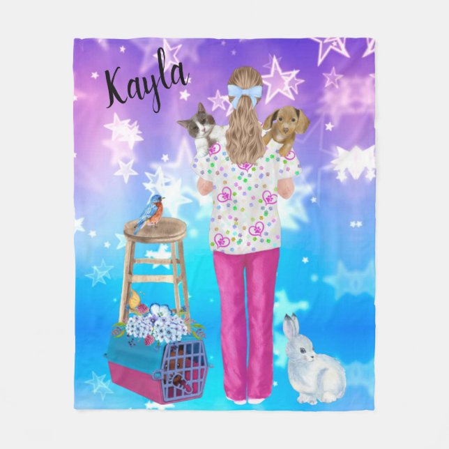 Vet Tech Personalized Cat, Dog, Bird, Bunny Fleece (Framsidan)