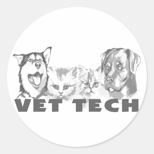 Vet Tech Runt Klistermärke (Framsida)