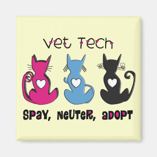 Vet Tech SPAY NEUTER ADOPT Svarta katter Design Magnet