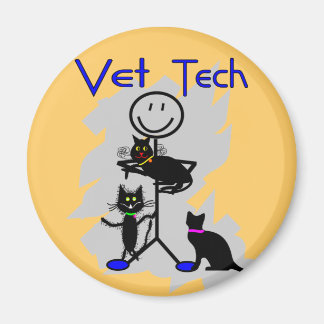 Vet Tech Stick Person with Svarta katter Magnet