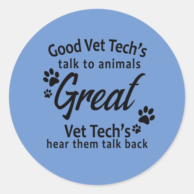 Vet Tech Stickers Runt Klistermärke (Framsida)