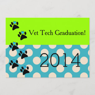 Vet Tech Studentkort Lime och Blue Inbjudningar