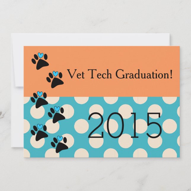 Vet Tech Studentkort Orange och Blue Inbjudningar (Framsida)
