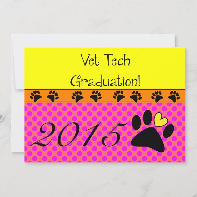 Vet Tech Studentkort Polka dots Inbjudningar (Framsida)