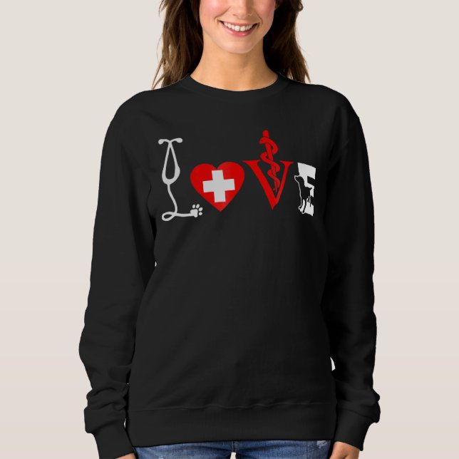 Vet Tech T-shirts Älskar Djur Veterinär Tekniker (Framsida)