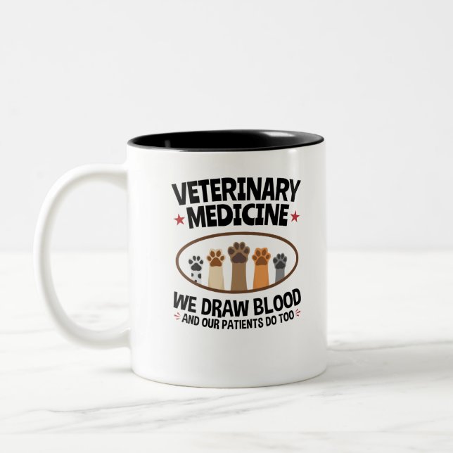 Vet Tech Veterinär Rolig Dra Blod Citat Två-Tonad Mugg (Vänster)