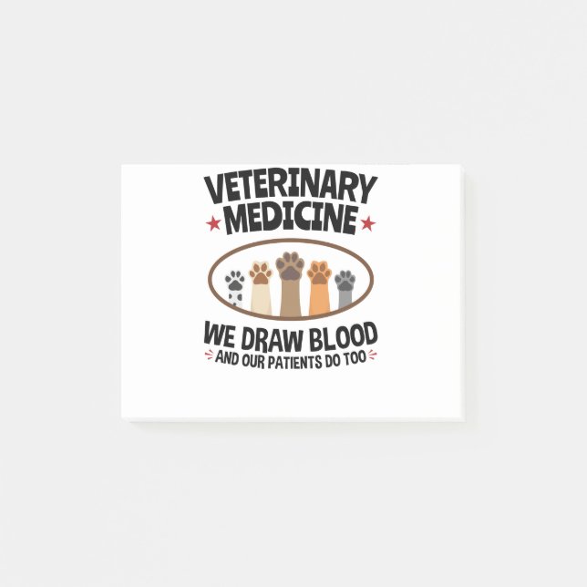 Vet Tech Veterinarian Funny Draw Blood Quote Post-it Block (Framsida)