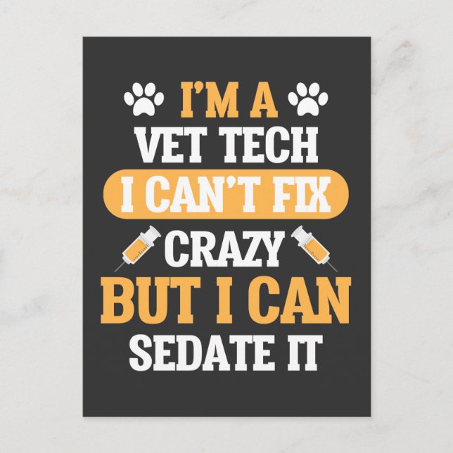 Vet Tech Veterinary Animal Veterinarian Rädding Vykort (Framsida)