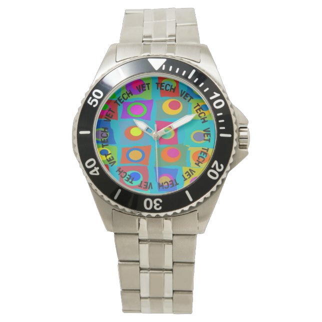 Vet Tech Watch Funky Abstract Design Blue Armbandsur (Framsida)