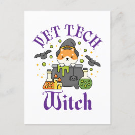 Vet Tech Witch Veterinärtekniker Halloween Vykort