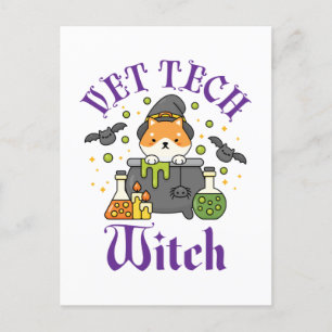Vet Tech Witch Veterinärtekniker Halloween Vykort