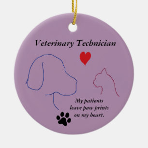 Vet Technician - Tass avtryck på Lilan Mitt hjärta Julgransprydnad Keramik