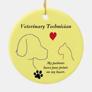 Vet Technician - Tass avtryck på mitt hjärta #2-Gu Julgransprydnad Keramik