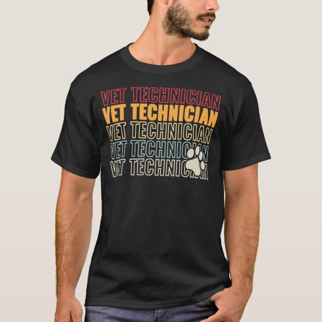 Vet techniker Vet Tech manar Cat retro Veterinary  T Shirt (Framsida)