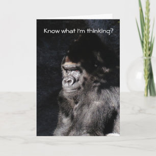 Vet vad jag tänker på? Lustigt Gorilla Birthday Ca Kort