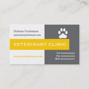 Vet/Veterinary Clinic, tass gult öga-fångst Visitkort