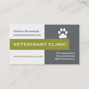 Vet/Veterinary Clinic tass oliv grönt öga-fångst Visitkort