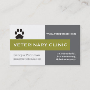 Vet/Veterinary Clinic tass oliv grönt öga-fångst Visitkort