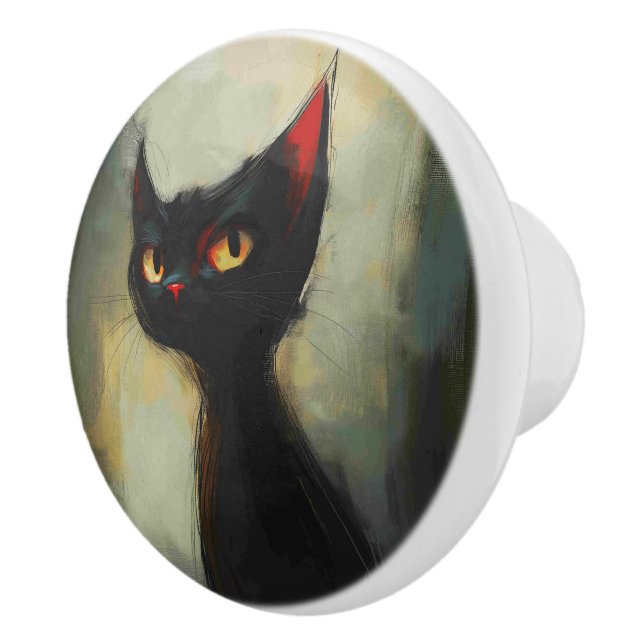 Vetande svart ninja katt knopp (Höger)