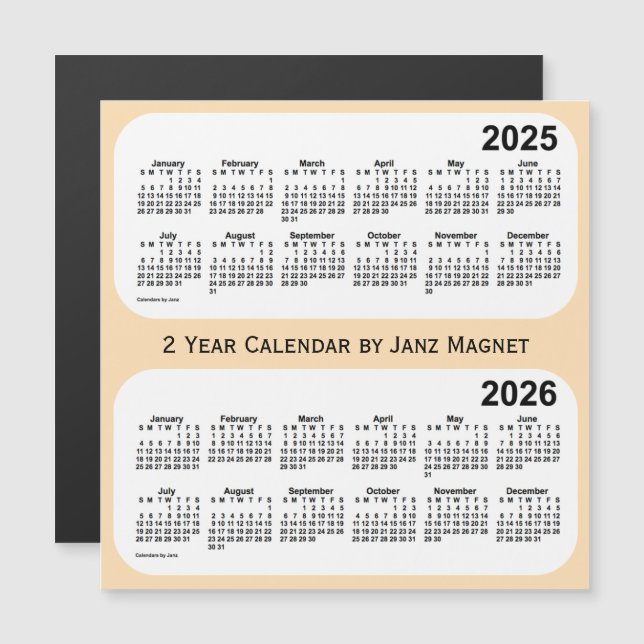 Vete 2025-2026 2 år kalender vid den Janz magneten (Fram/baksida)