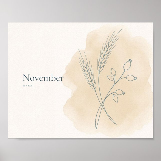 Vete Botanisk Konsttryck | November Poster (Framsidan)