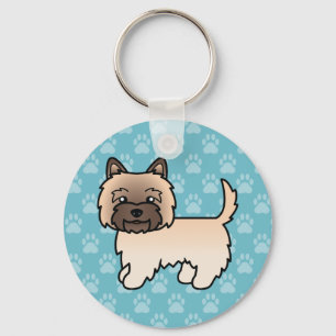 Vete Cairn Terrier Tecknad Hund På Blå Bakgrund Nyckelring