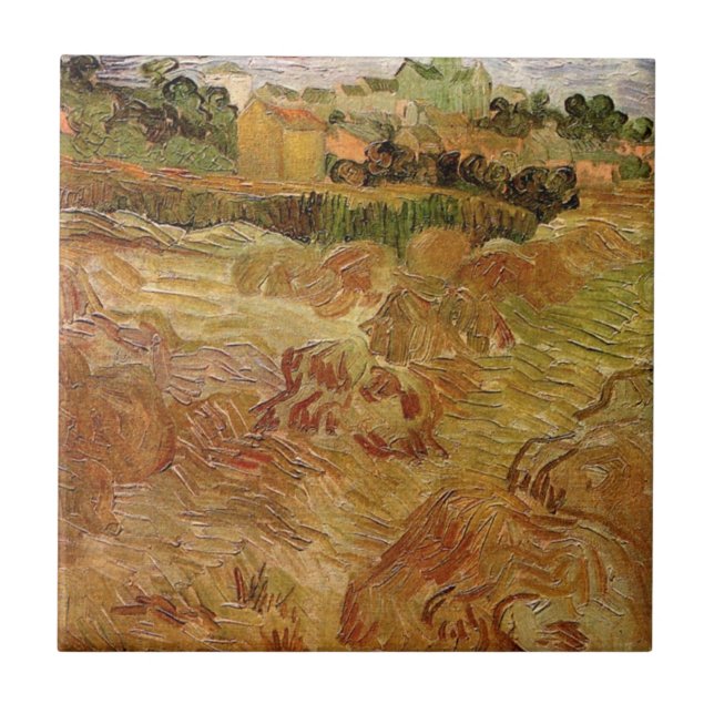 Vete fält med Auvers av Vincent van Gogh Kakelplatta (Framsidan)
