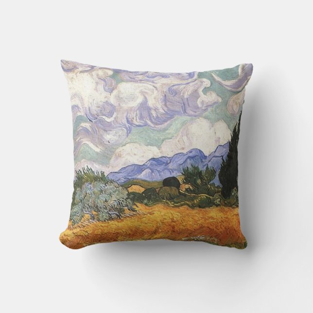 Vete fält med cypress av Van Gogh. Kudde (Framsida)