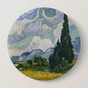 Vete fält med cypresser, Oljemålning, Van Gogh Knapp