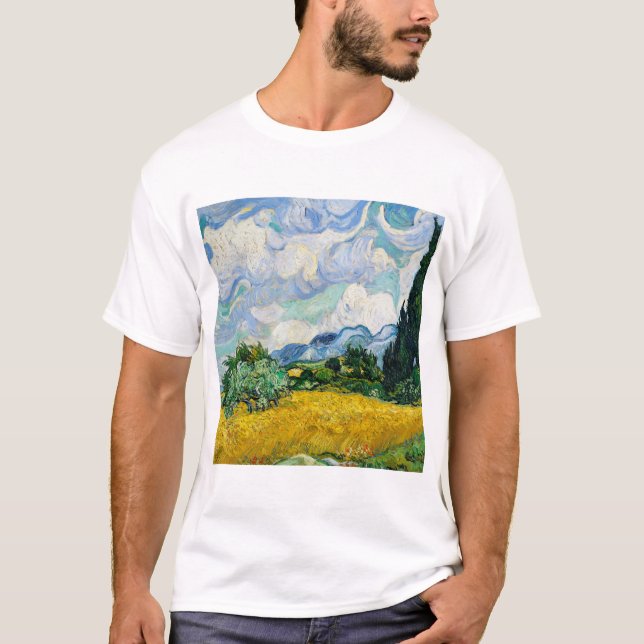 Vete fält med cypresser Vincent Van Gogh. T Shirt (Framsida)