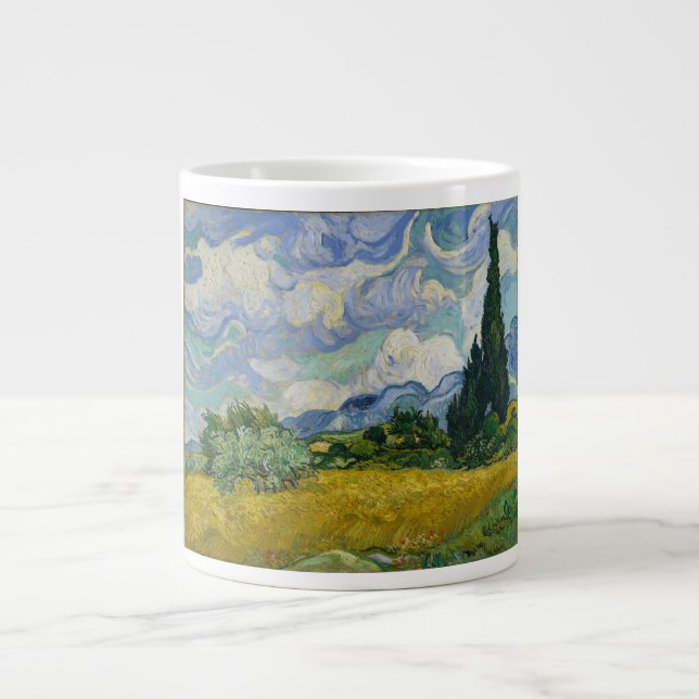 Vete Fält med kypresser av Vincent van Gogh Jumbo Mugg (Framsidan)