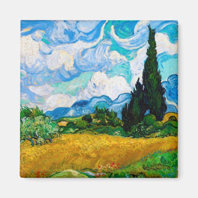 Vete Fält med kypresser, Van Gogh Magnet (Framsidan)