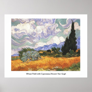 Vete Fält med kypresser, Vincent Van Gogh Poster