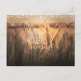 Vete fält Rustik Land Hochzeit RSVP Inbjudan Vykort