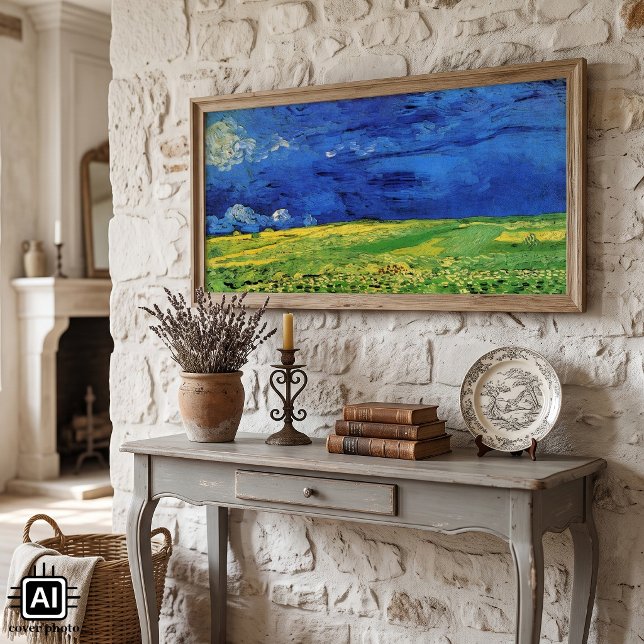 Vete fält under molnig himmel av Vincent van Gogh Poster (Wheat Field Under Clouded Sky by Vincent van Gogh is a vintage fine art post impressionism painting.)